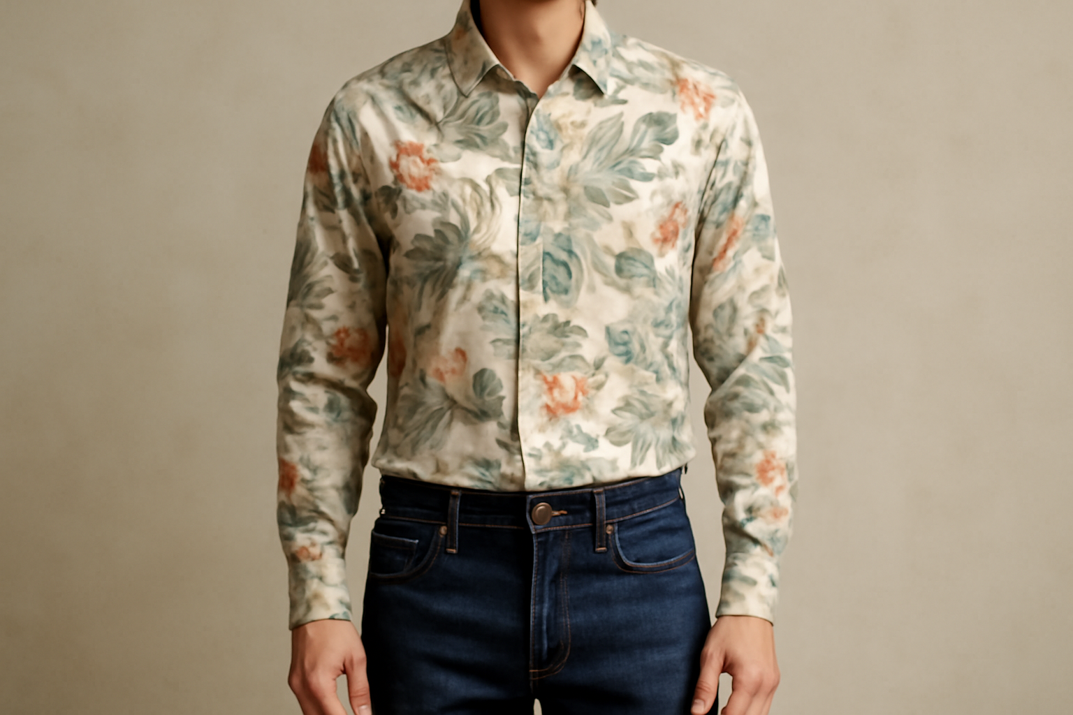 tendancemagasin-accessoire-chemise-imprimee chemise imprimée portée avec un jean brut