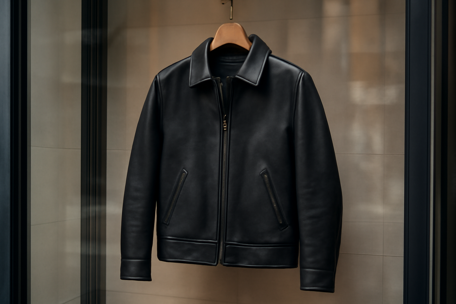 tendancemagasin-ann-demeulemeester-investissement veste noire suspendue dans une vitrine