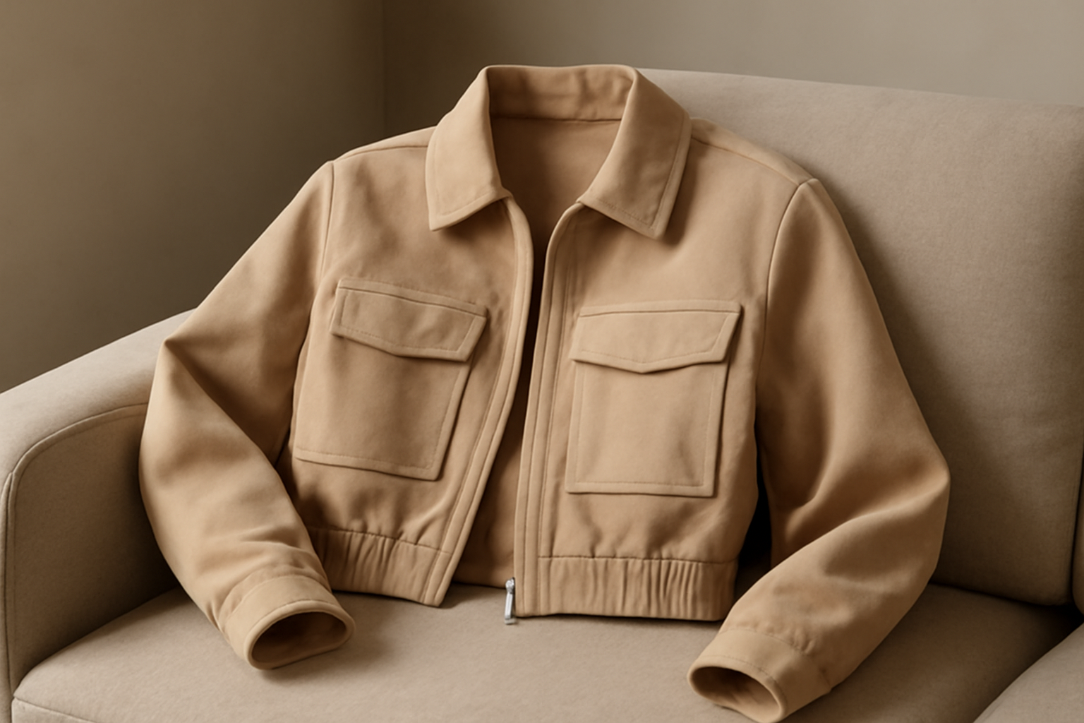 blouson court posé sur accoudoir