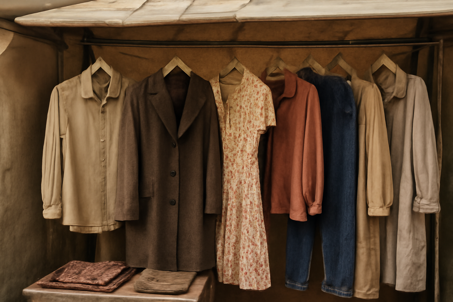 tendancemagasin-bonne-affaire-marche-vintage stand vintage avec vêtements accrochés