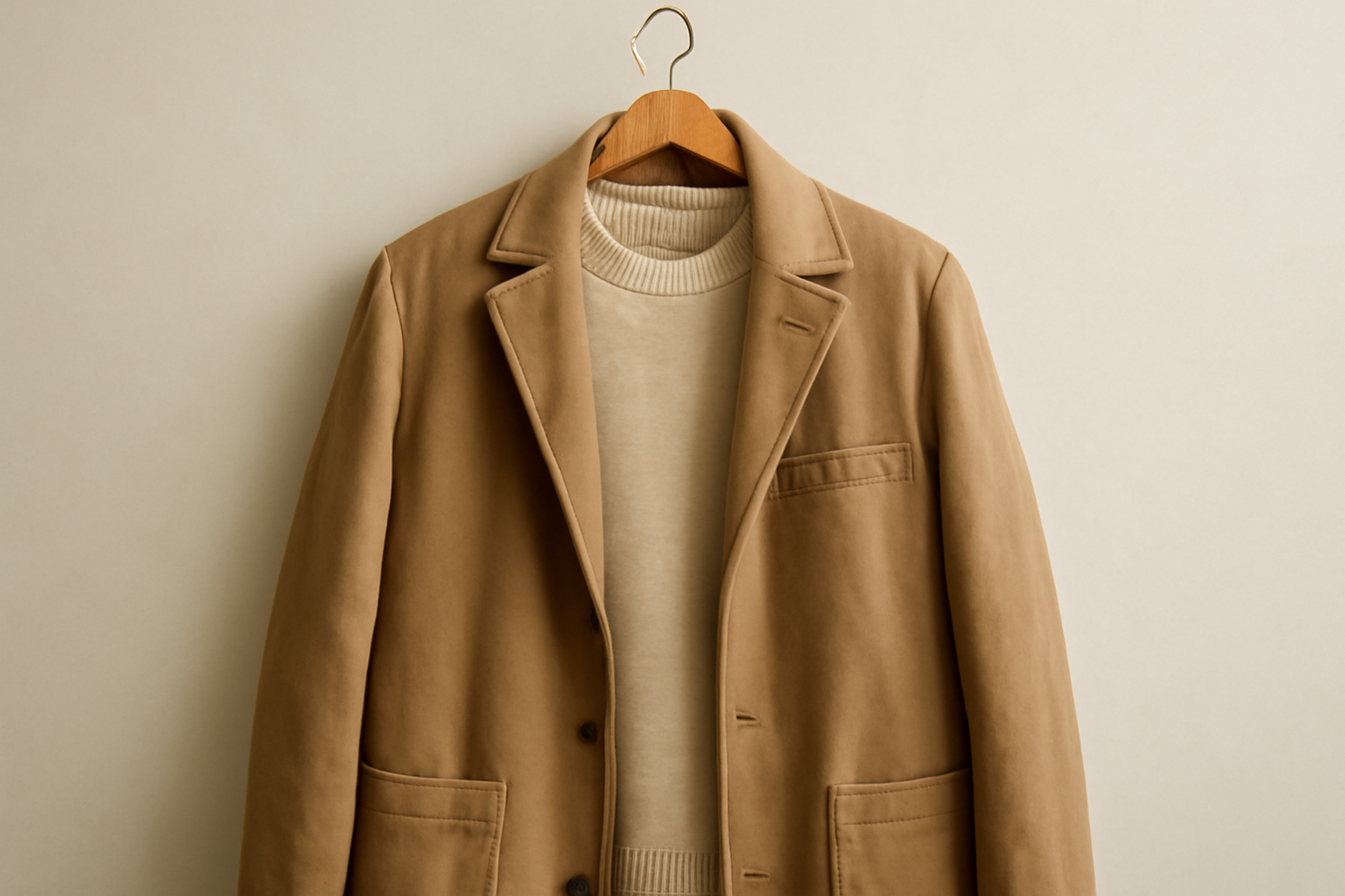 tendancemagasin-col-pull-sous-veste pull sur cintre sous une veste suspendue