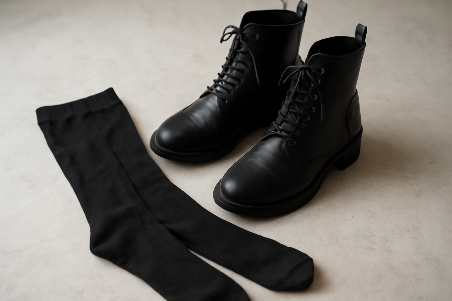 tendancemagasin-collants-chaud-sans-transpirer paire de collants noirs posée près bottines