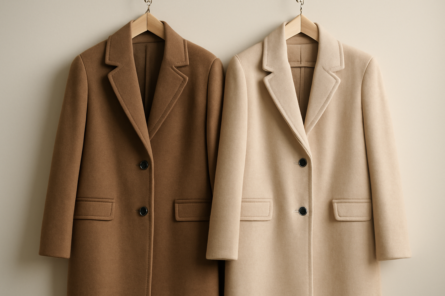 tendancemagasin-givenchy-balmain-manteau deux manteaux suspendus côte à côte