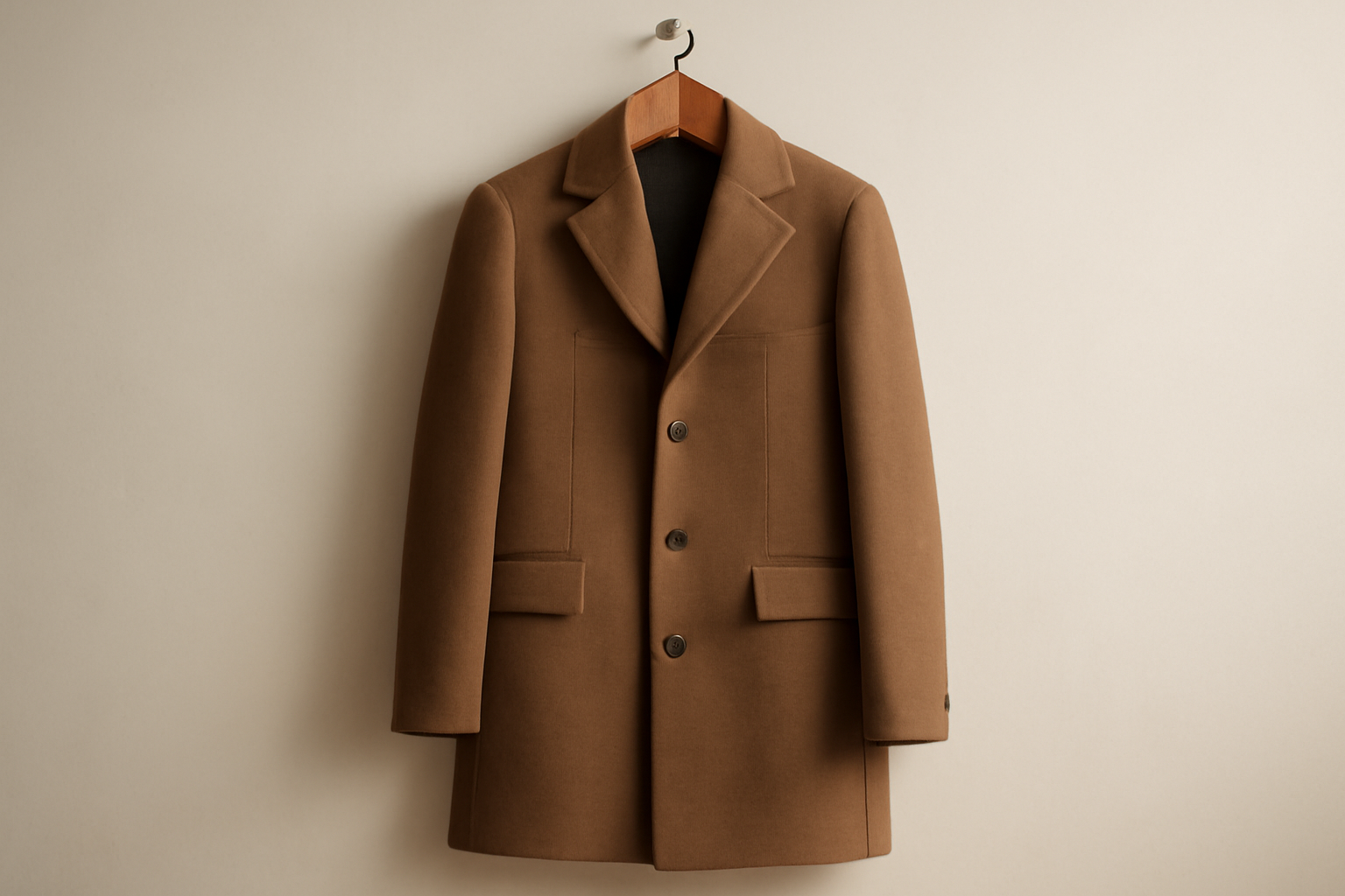 manteau structuré posé sur un portemanteau