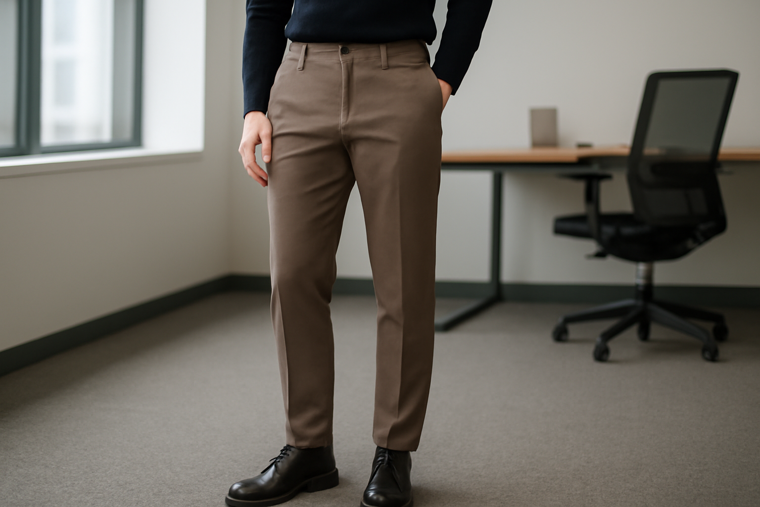 tendancemagasin-pantalon-confort-bureau personne portant un pantalon polyvalent au bureau
