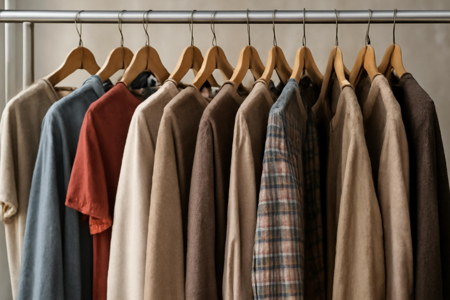 tendancemagasin-pieces-seconde-main-debutant vêtements d'occasion alignés sur cintres