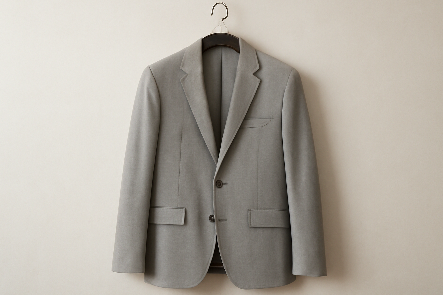 blazer posé sur cintre en tissu respirant
