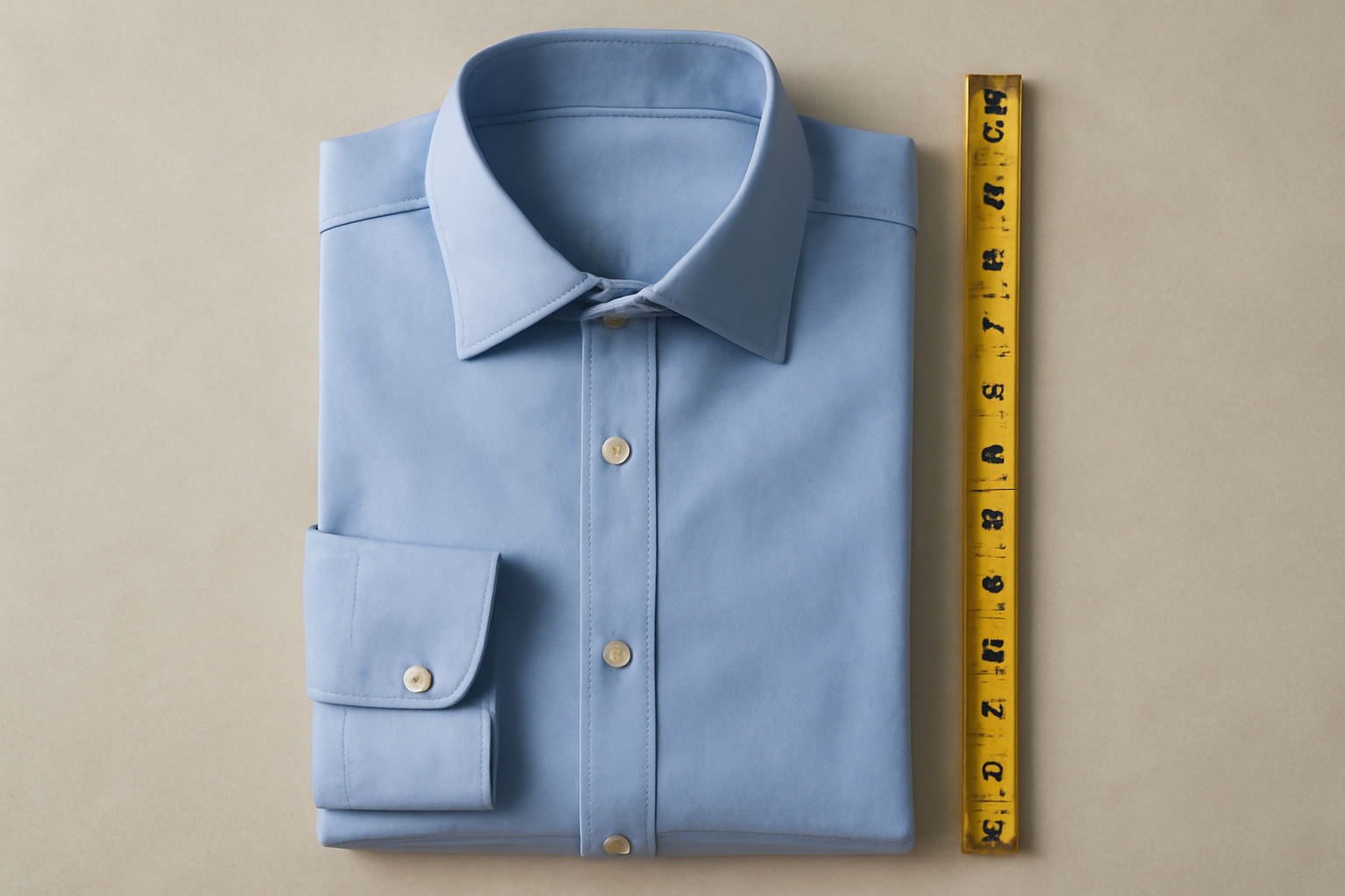 tendancemagasin-repere-taille-chemise chemise posée avec un mètre ruban à côté