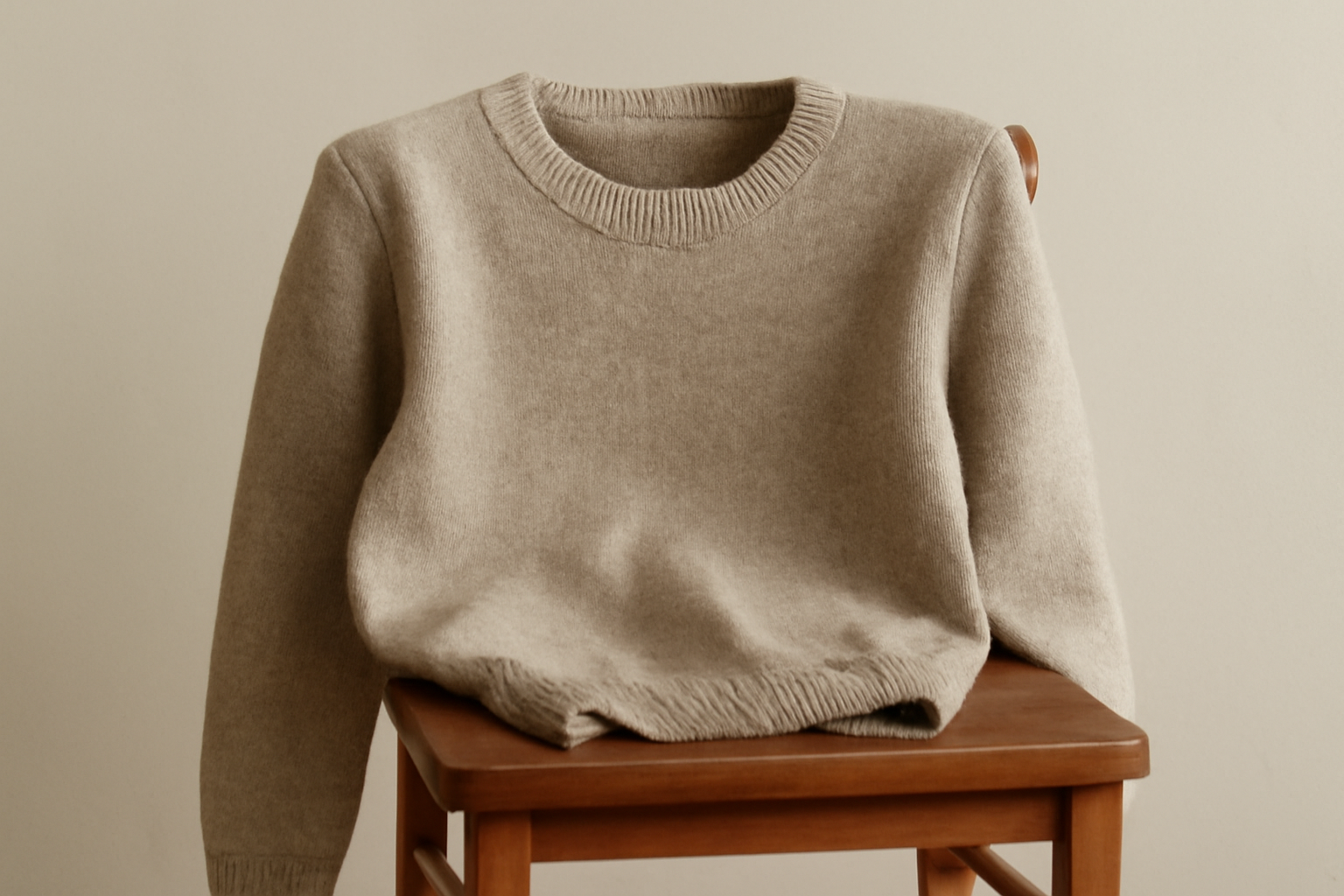tendancemagasin-signes-basique-qualite pull posé sur une chaise en bois