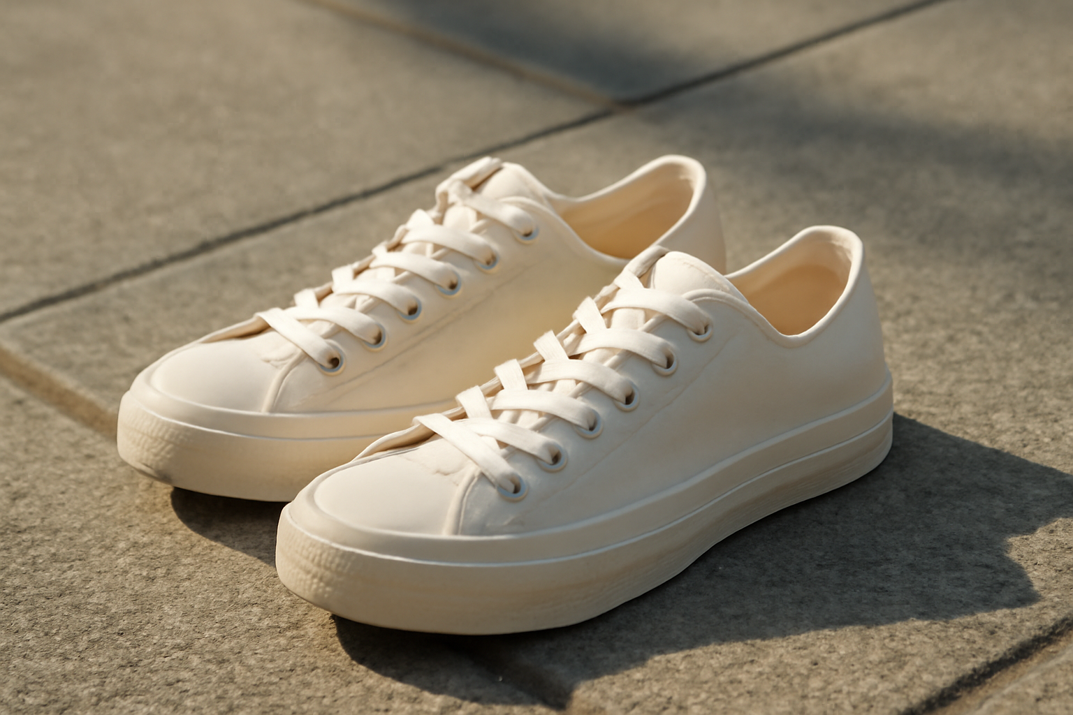tendancemagasin-superga-baskets-ete baskets basses posées sur trottoir ensoleillé