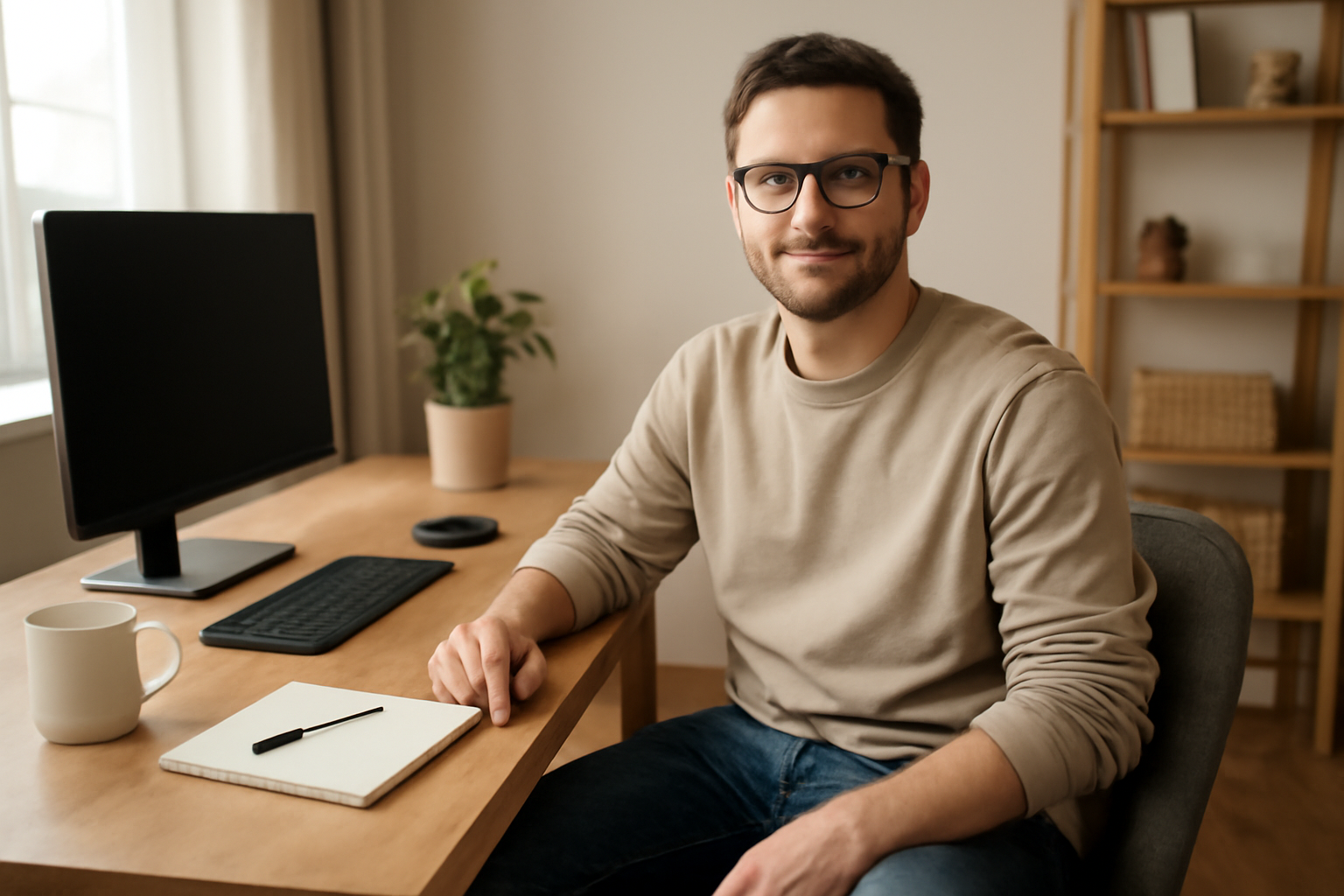 tendancemagasin-tenue-teletravail-style personne assise bureau maison tenue décontractée