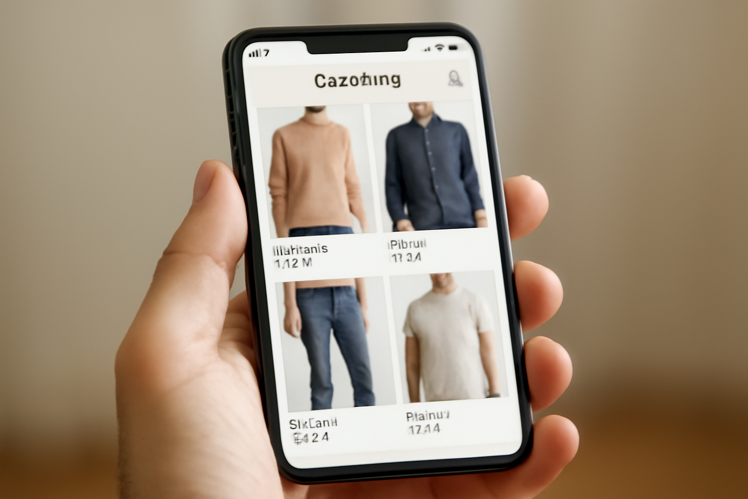 écran smartphone affichant annonces vêtement