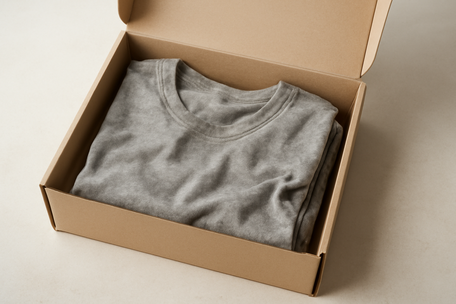 packaging ouvert avec vêtement mal plié