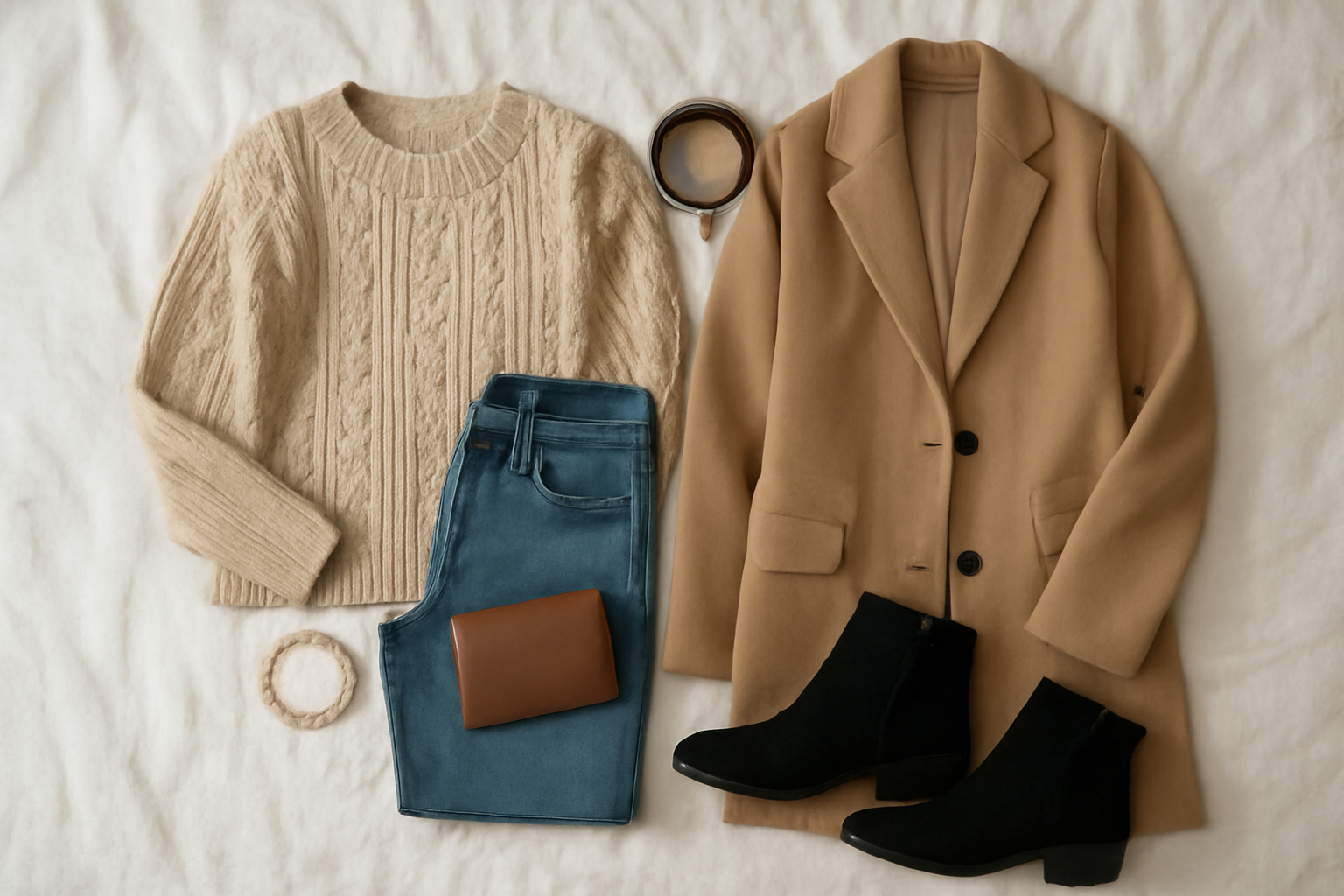 tendancemagasin-astuce-tenues-dix-minutes tenues préparées sur lit avec accessoires