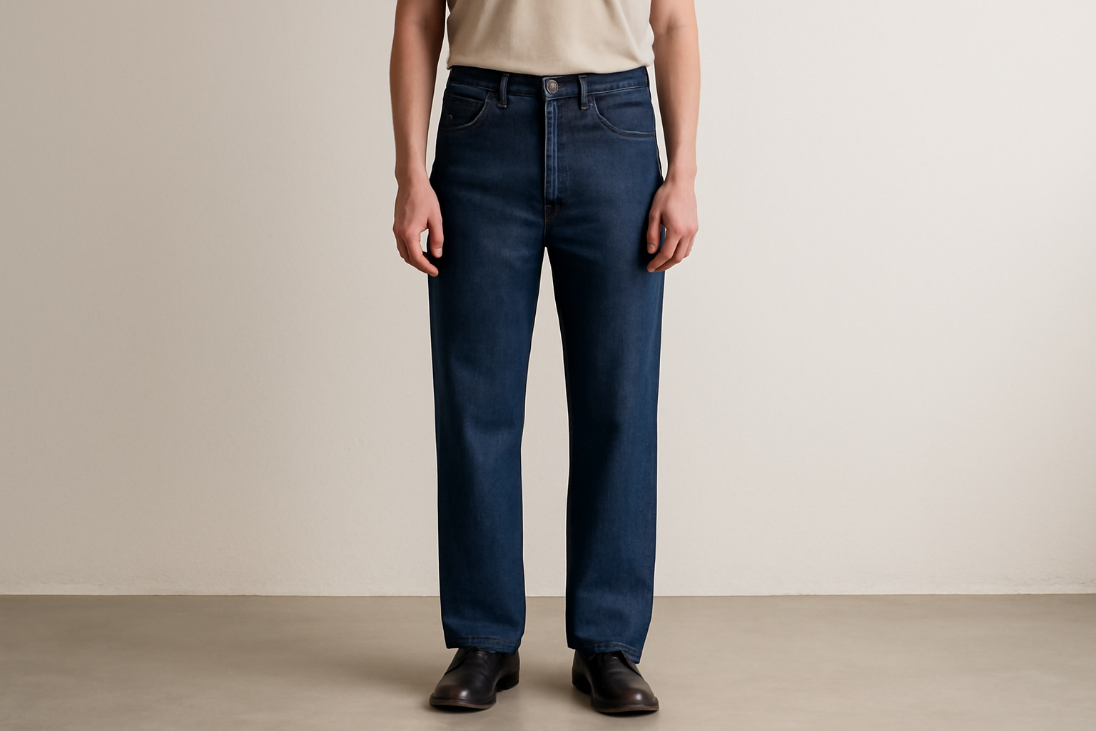 personne debout portant pantalon de coupe droite