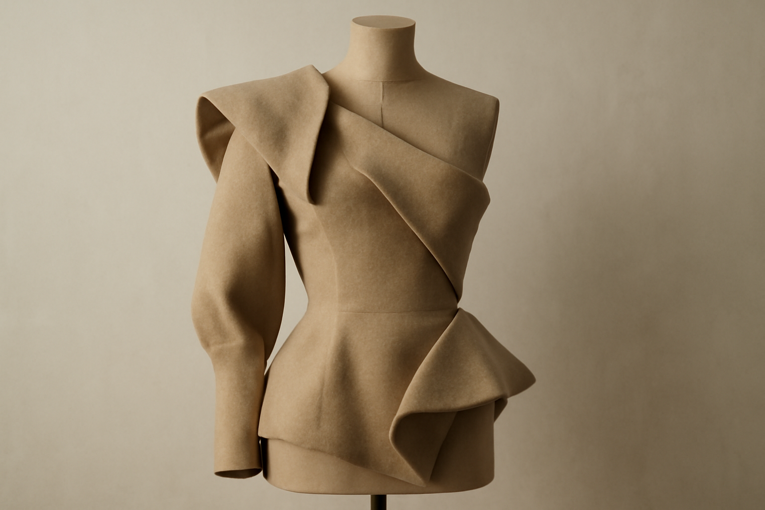 tendancemagasin-eckhaus-latta-piece-creative-quotidien pièce aux formes originales posée sur mannequin