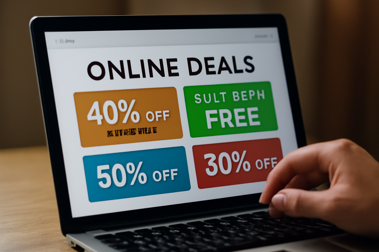 tendancemagasin-evaluer-promo-eviter-impulses écran montrant offres en ligne et main hésitante