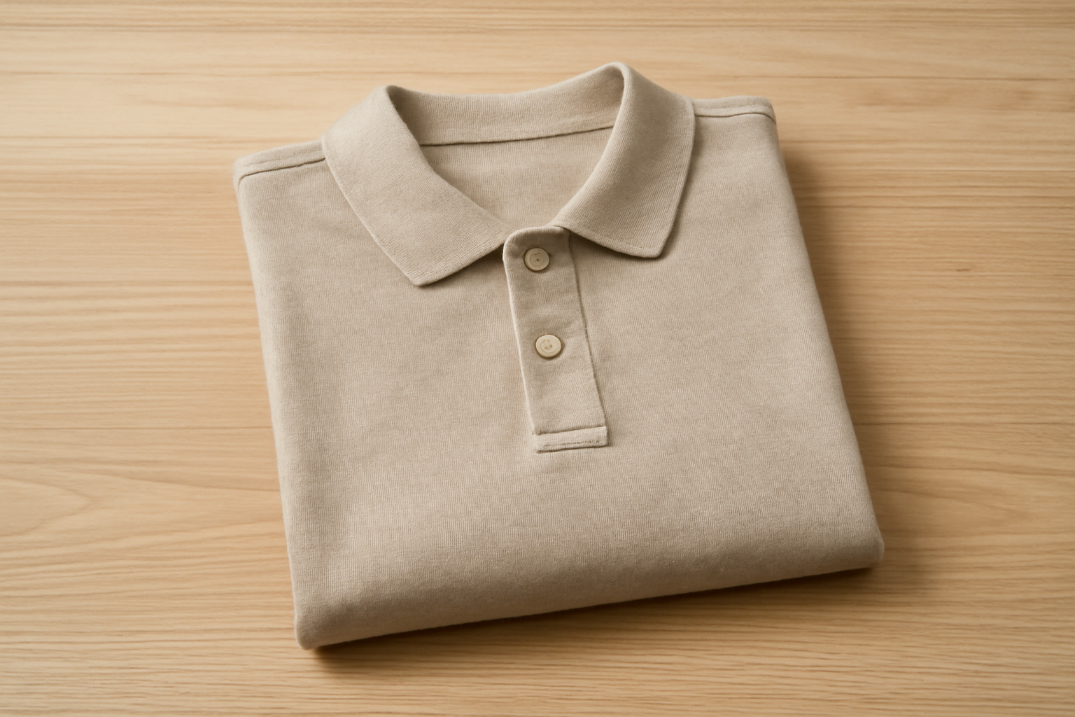 tendancemagasin-fred-perry-polos-durables polo plié sur une table en bois claire
