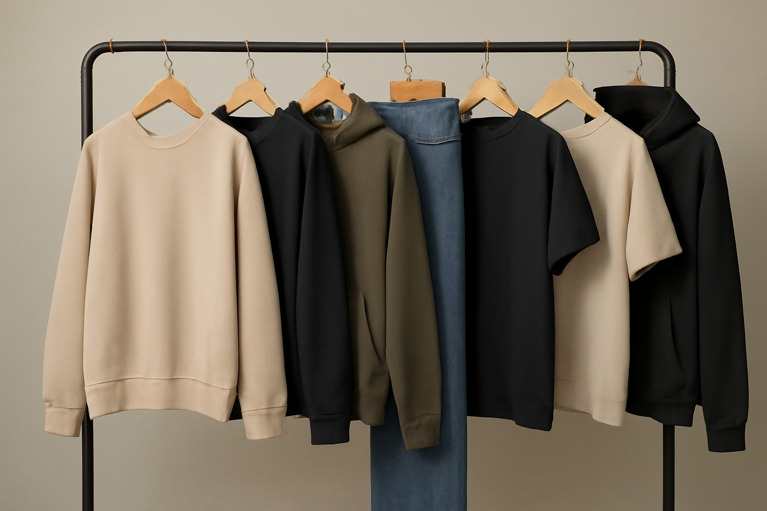 vêtements streetwear exposés sur un portant