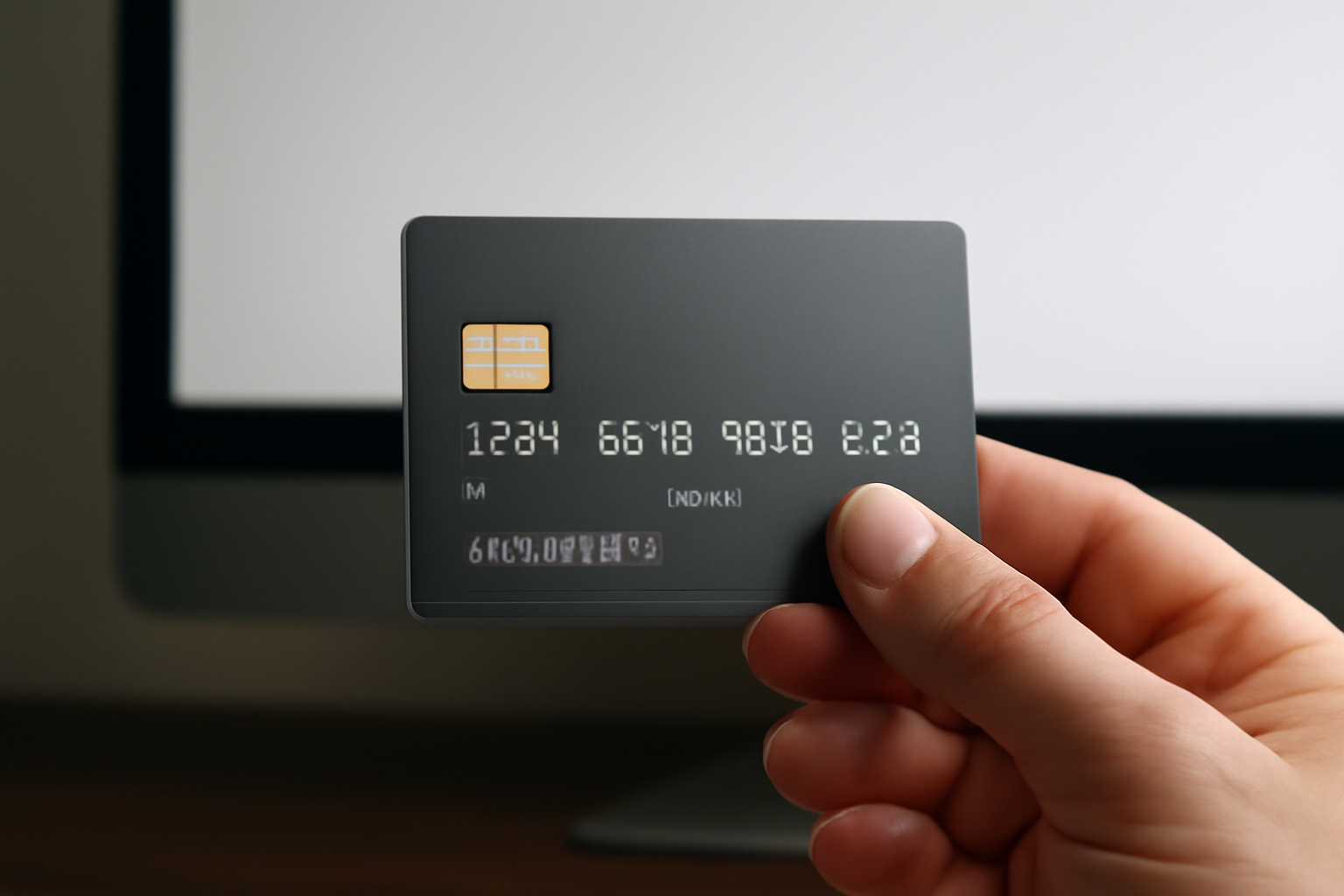tendancemagasin-options-paiement-achat-en-ligne main tenant une carte bancaire devant écran