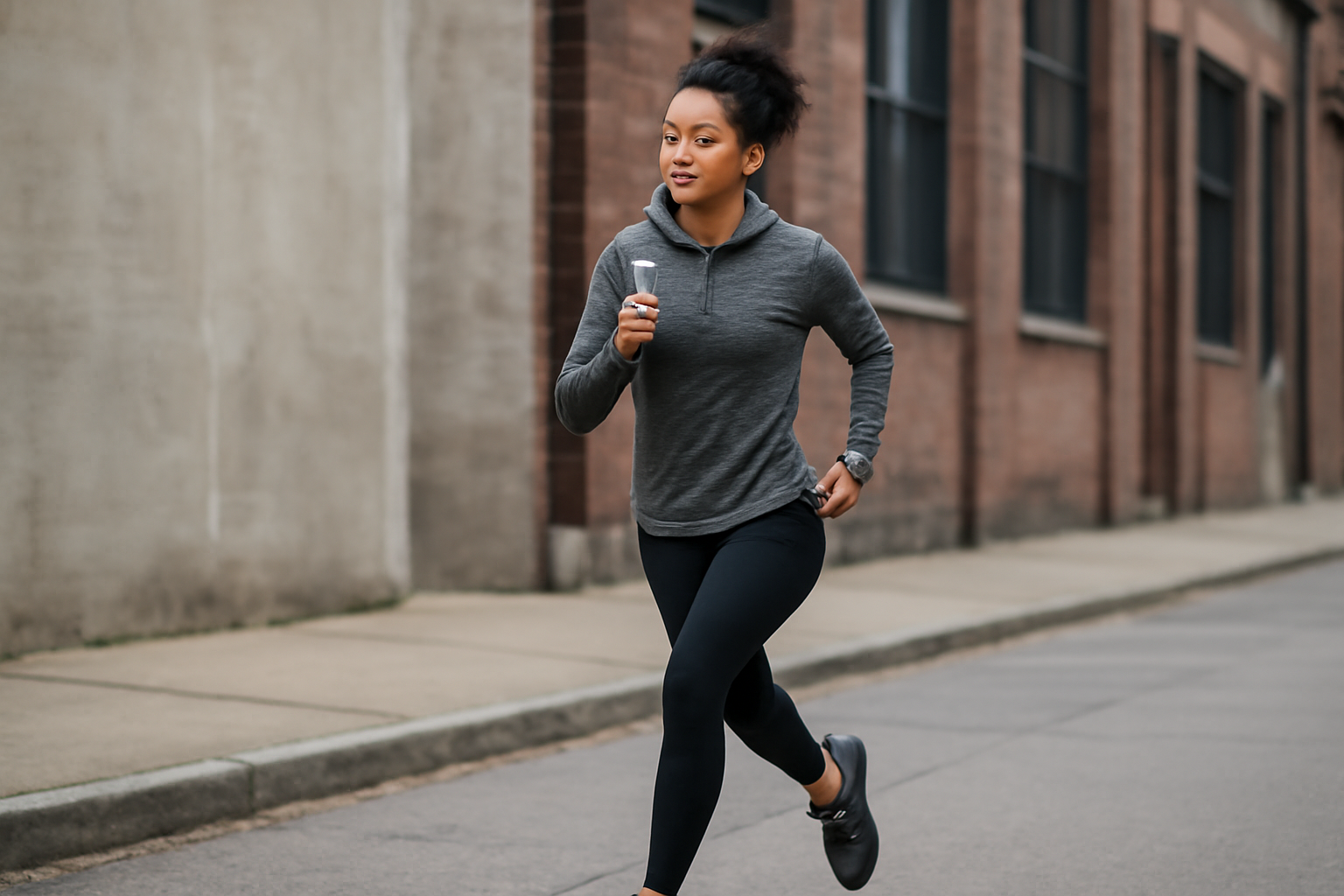 personne courant en tenue de sport urbaine