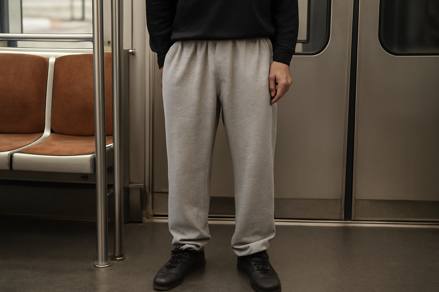 tendancemagasin-pantalon-confort-trajets personne debout dans transport en commun pantalon souple