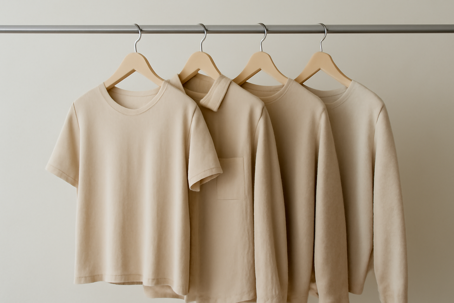 tendancemagasin-pieces-intemporelles-dressing-minimal cintres avec basiques neutres suspendus minimalistes