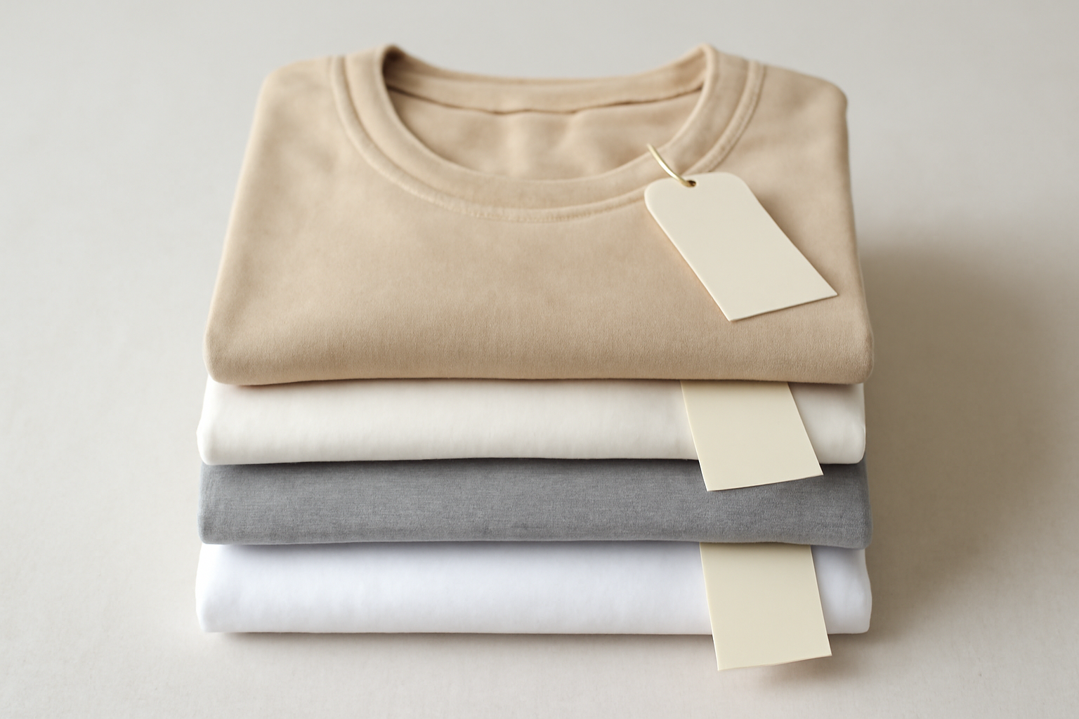tendancemagasin-stella-mccartney-basiques pile de t-shirts neutres avec etiquettes