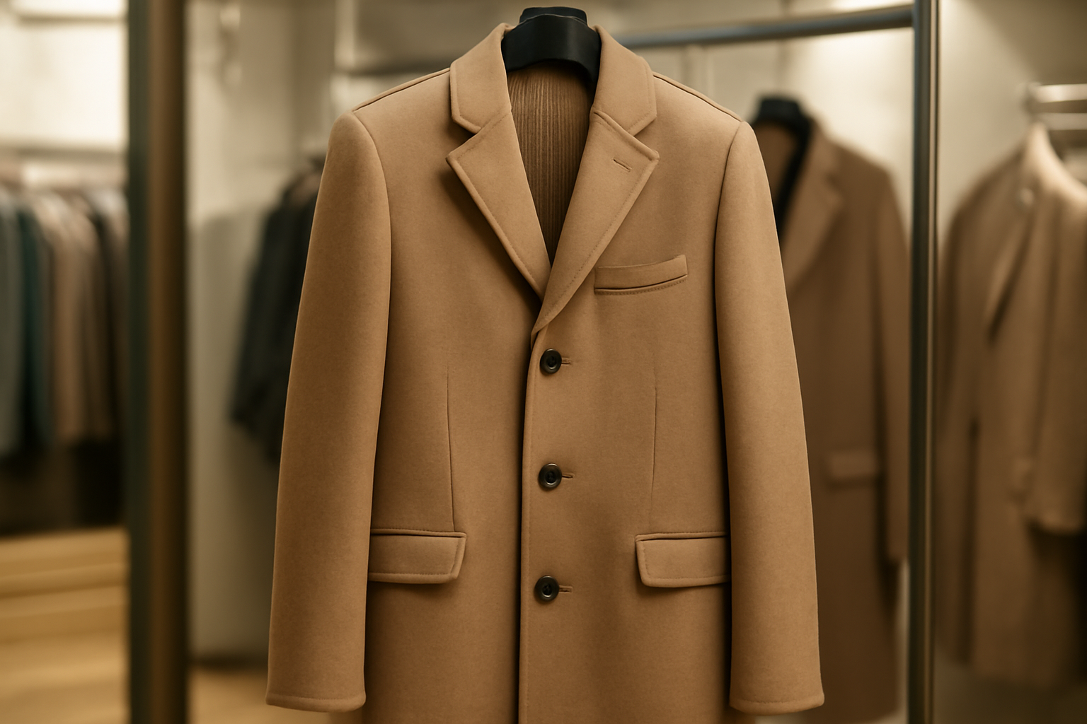 tendancemagasin-stella-mccartney-manteaux manteau classique pose sur cintre en boutique