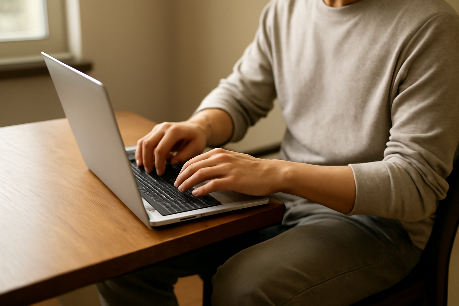 tendancemagasin-tenue-teletravail-style personne travaillant sur ordinateur en pantalon décontracté