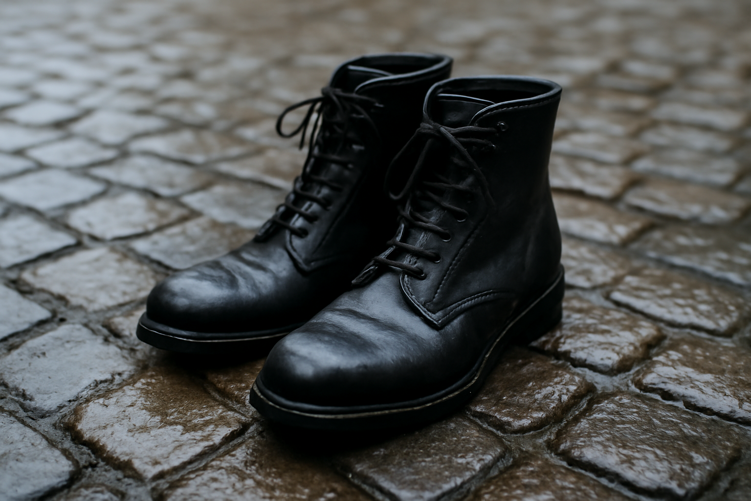 tendancemagasin-timberland-bottines-investissement bottines lacées sur pavé urbain humide