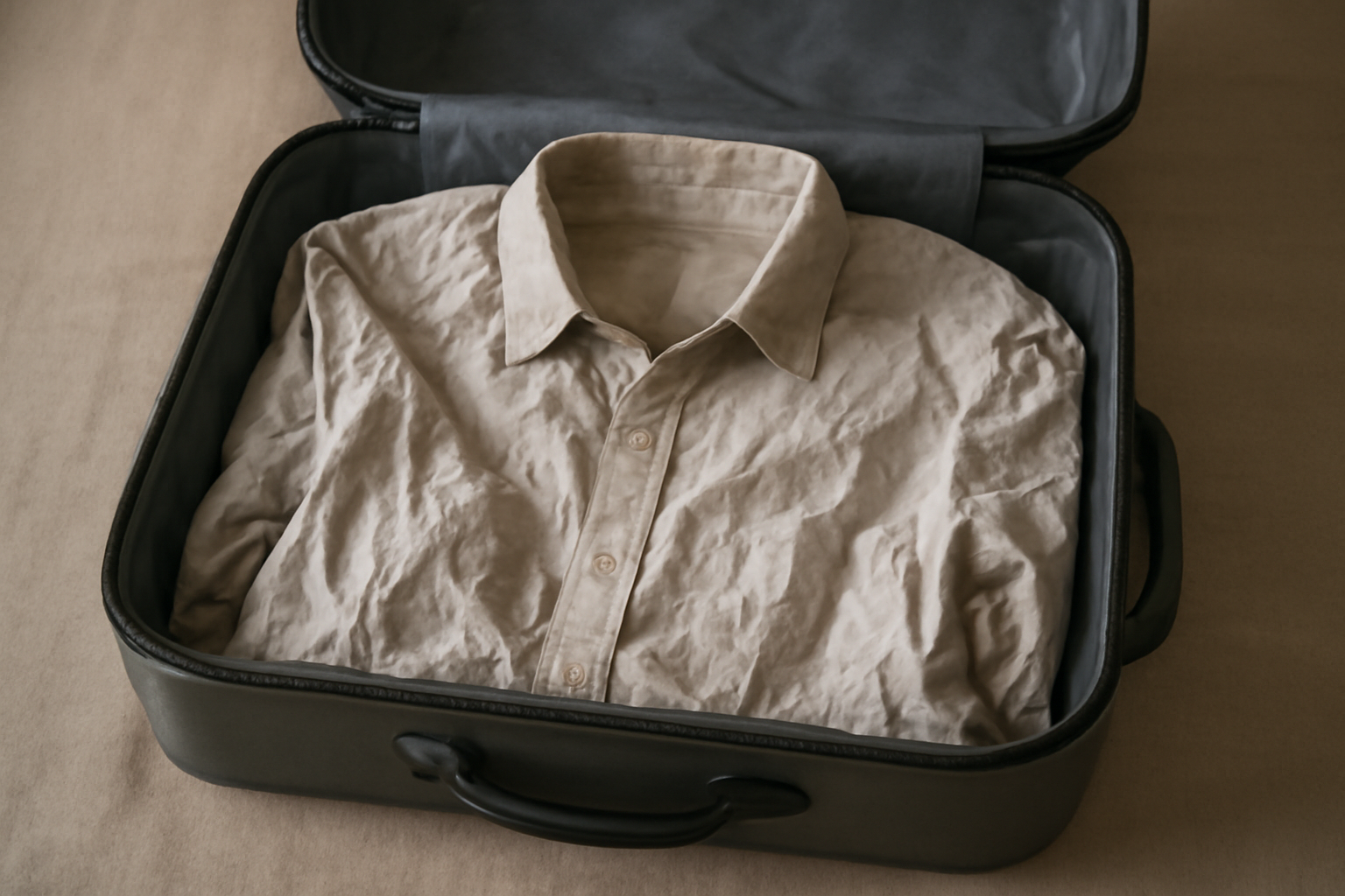 tendancemagasin-tissus-froissent-voyage chemise froissee dans une valise ouverte