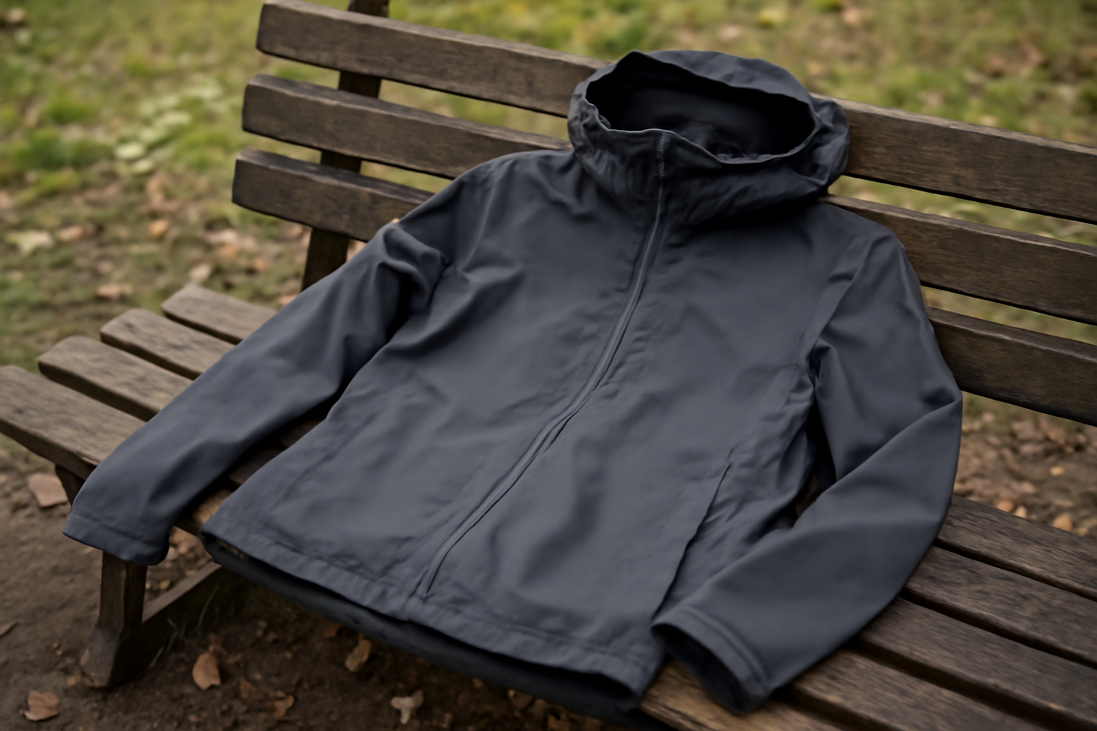 tendancemagasin-aigle-veste-impermeable veste imperméable posée sur banc de parc
