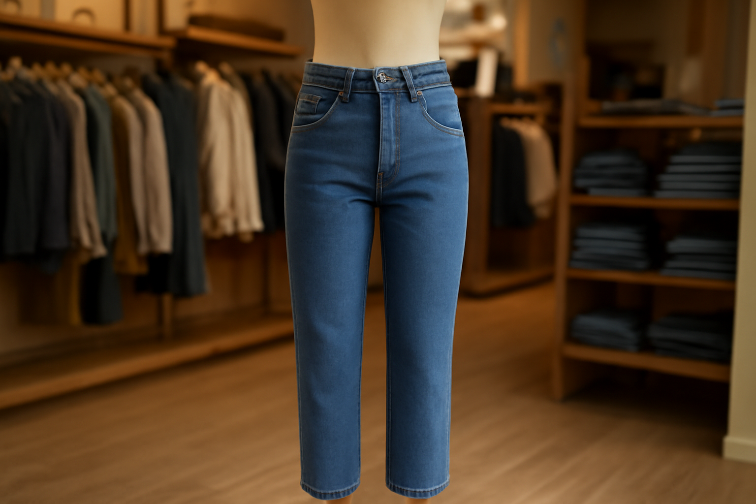 jean ajuste sur mannequin en boutique