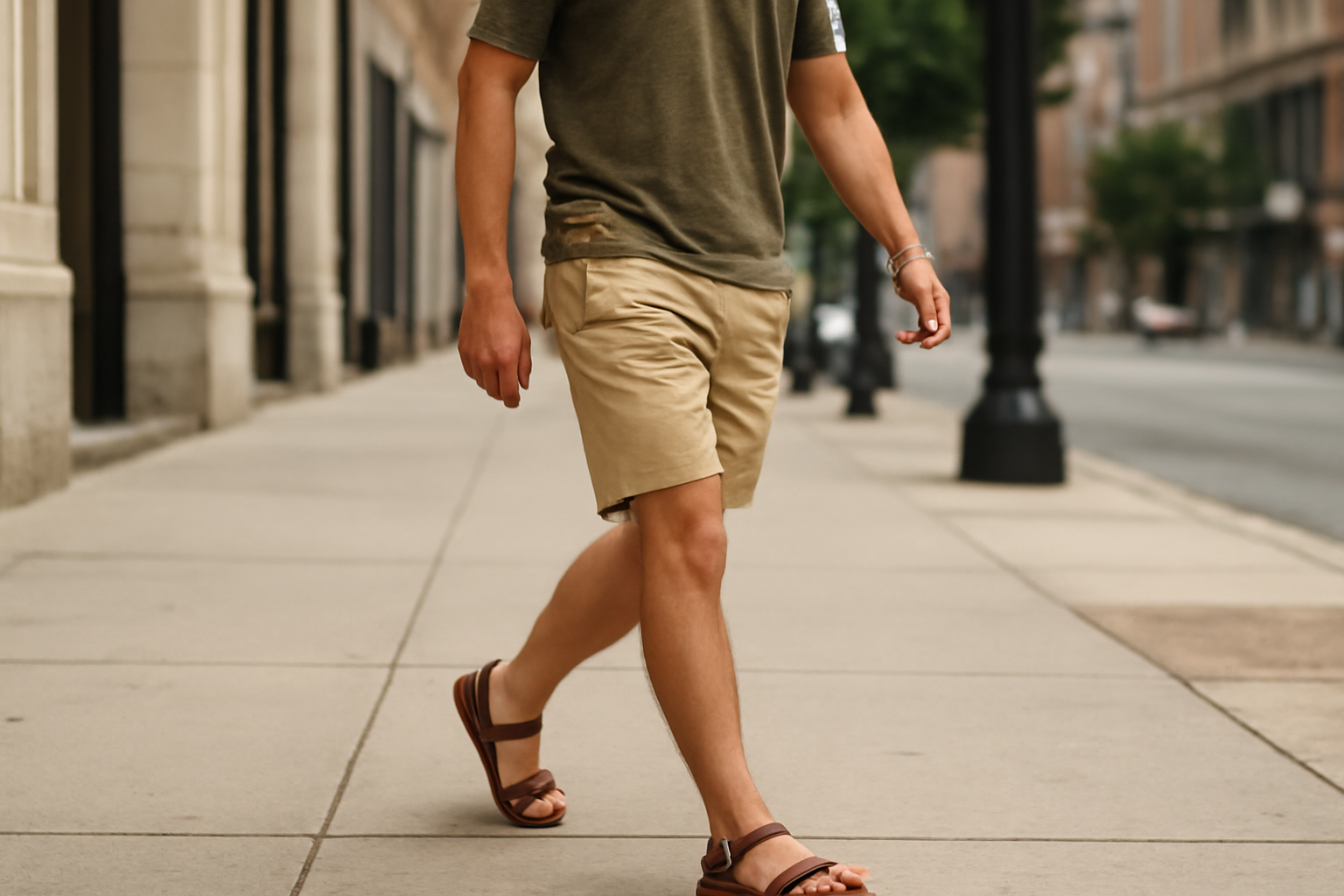 tendancemagasin-coupe-short-pour-promenades personne marchant en short et sandales en ville