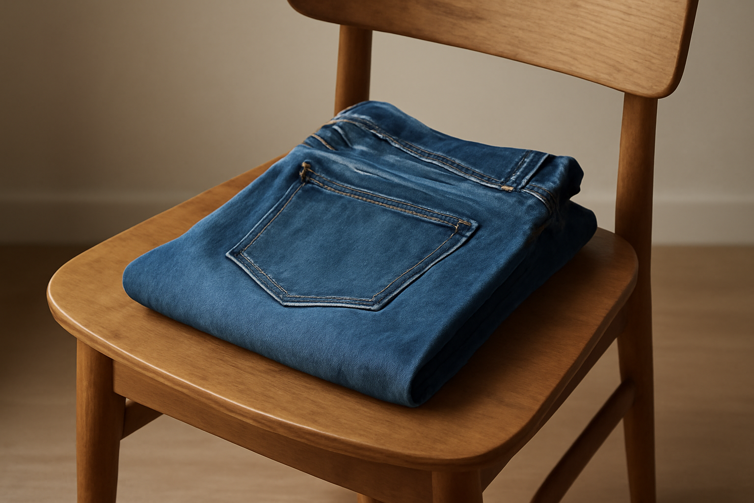 tendancemagasin-coupes-jean-confort-quotidien jean posé plié sur une chaise