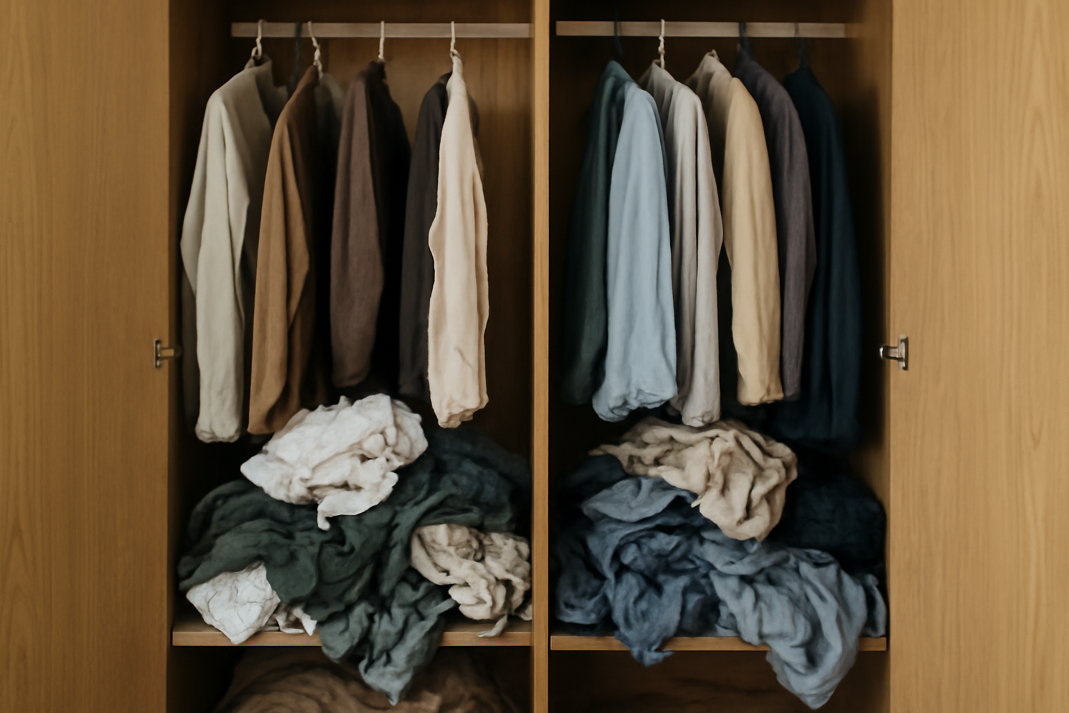 tendancemagasin-dressing-desorganise-apres-tri armoire ouverte avec vêtements éparpillés