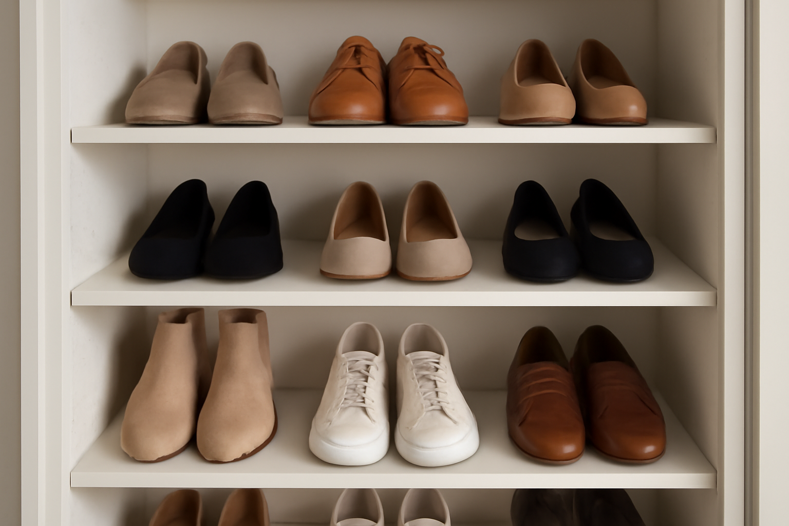 tendancemagasin-entreposer-chaussures-espace étagères à chaussures bien organisées dans un placard