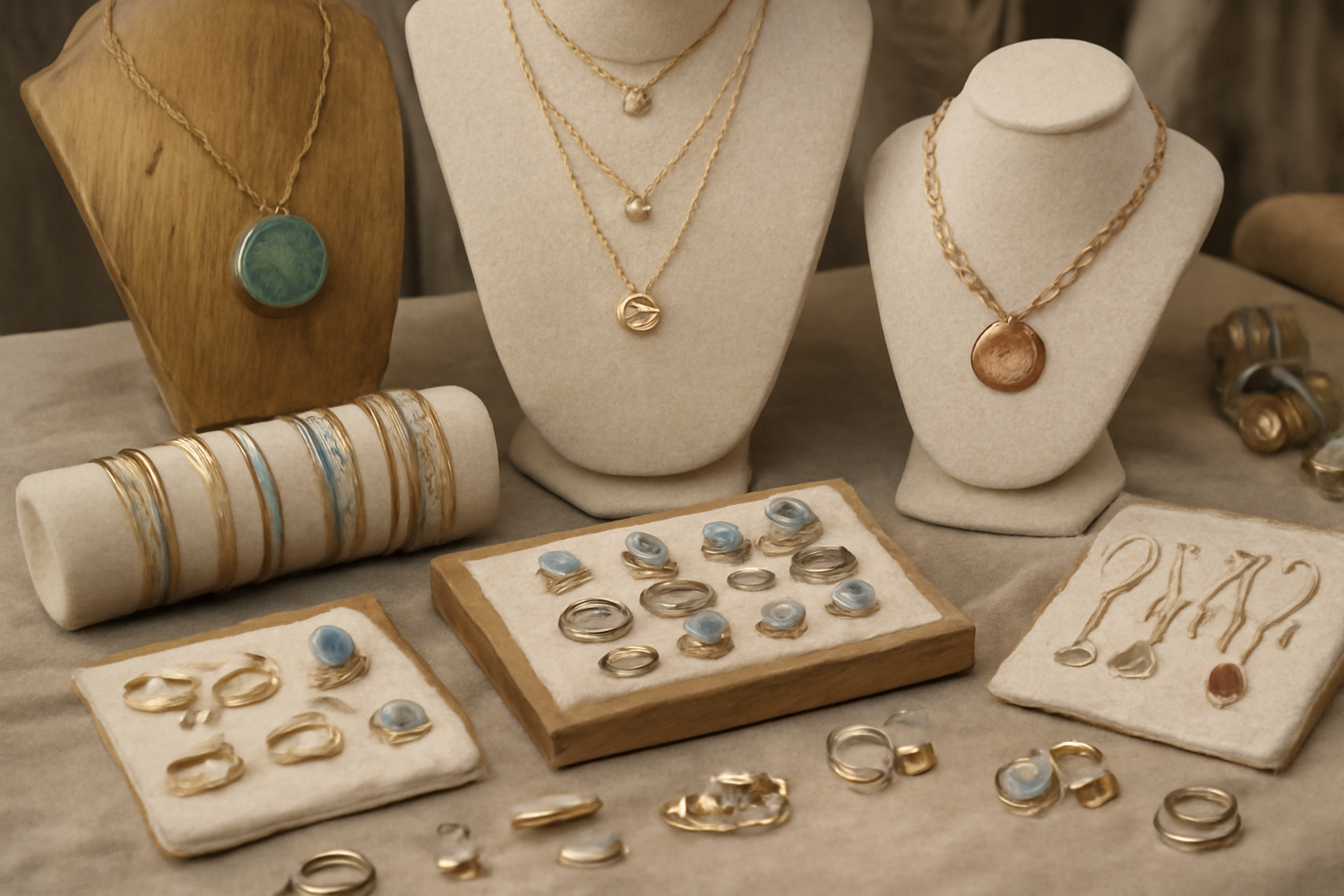 tendancemagasin-etsy-pieces-creatives étalage de bijoux artisanaux variés