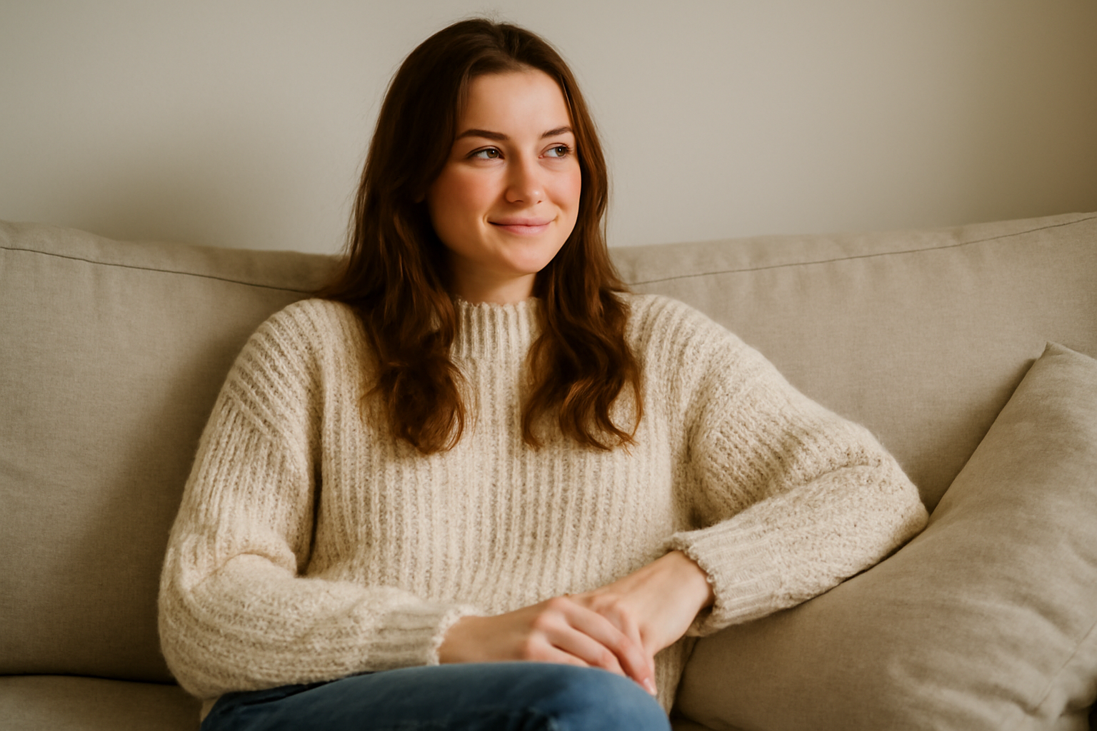 tendancemagasin-look-cocooning-weekend personne en pull confortable sur canapé
