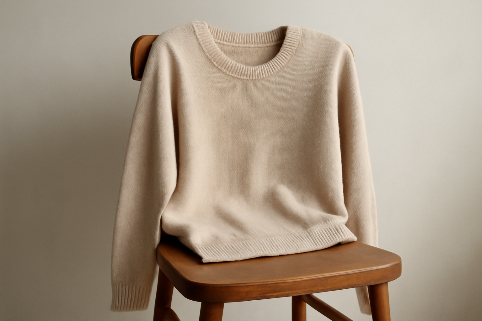 tendancemagasin-maison-kitsune-basiques pull léger posé sur chaise en bois