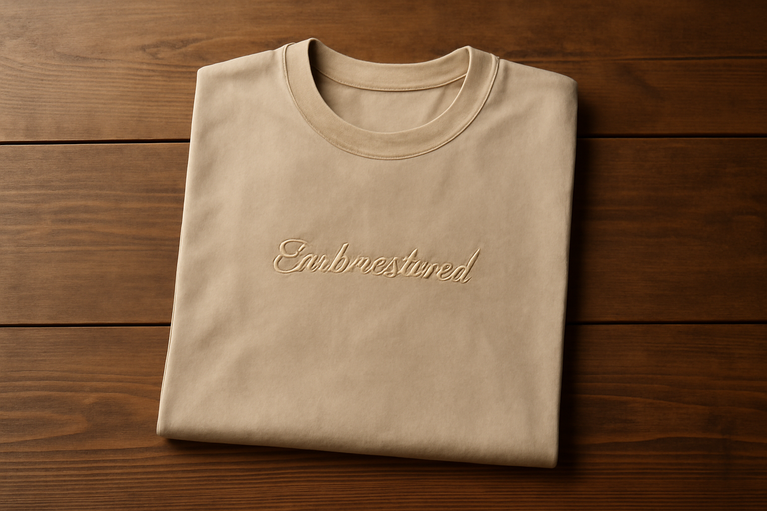 tendancemagasin-maison-labiche-investissement t-shirt brodé posé sur table en bois