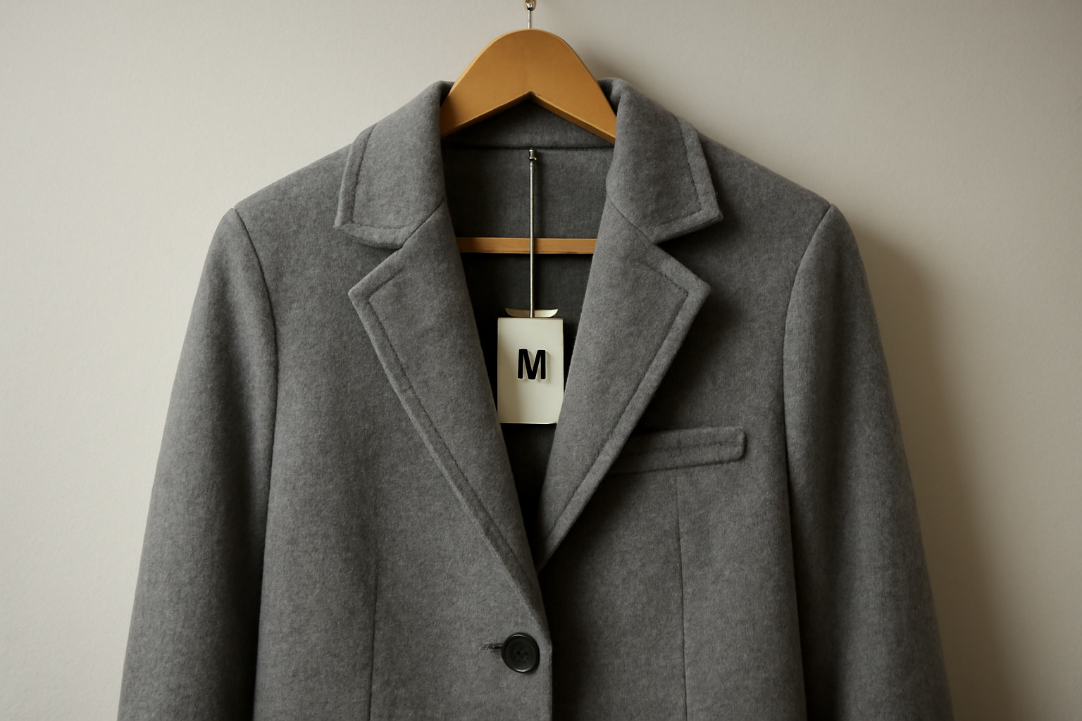 tendancemagasin-manteaux-trop-larges manteau sur cintre avec étiquette de taille