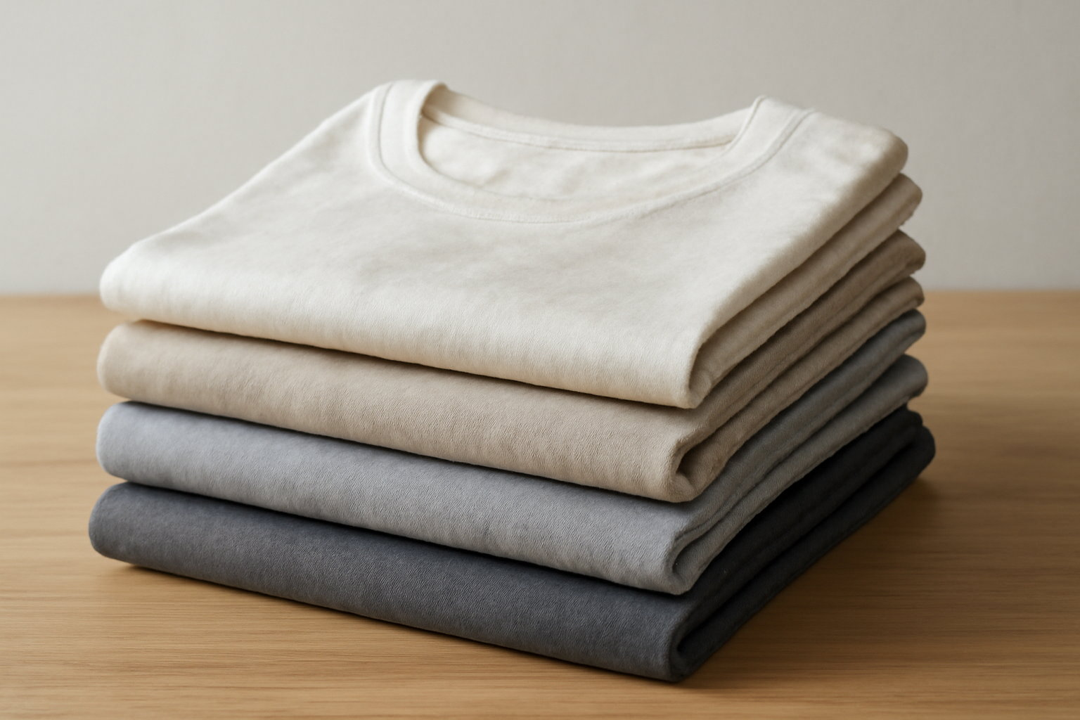 tendancemagasin-matieres-tshirt-ete-respirant pile de t-shirts légers sur table