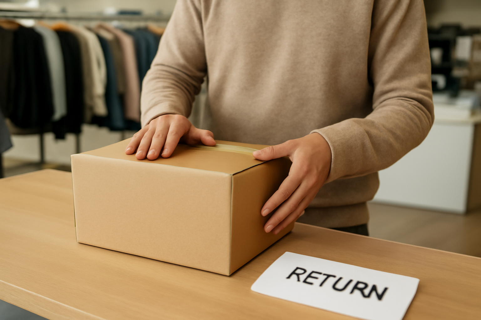 tendancemagasin-retours-gratuits-achats-en-ligne client range paquet pour retour