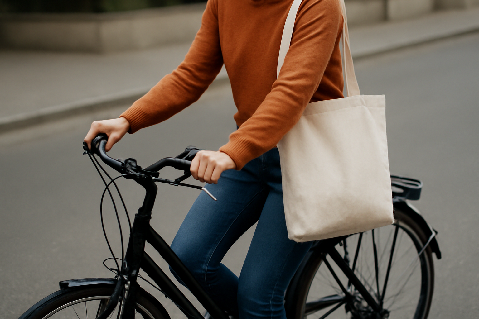tendancemagasin-sac-courses-velo personne à vélo portant un petit cabas