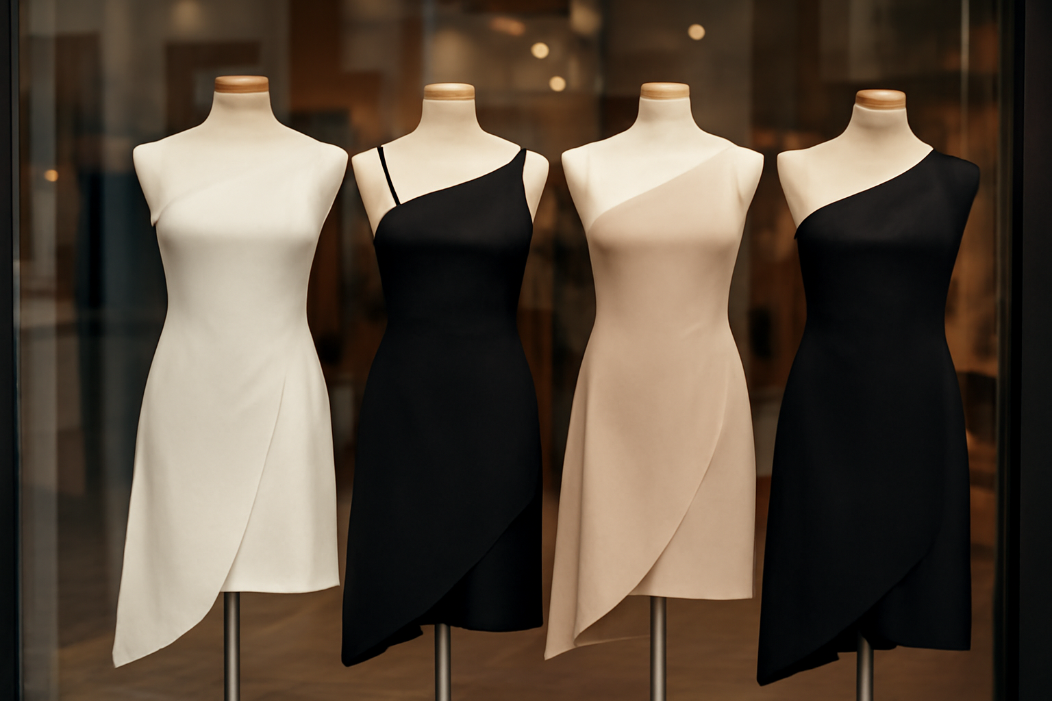 tendancemagasin-sacai-merite-attention vitrine présentant pièces aux coupes asymétriques