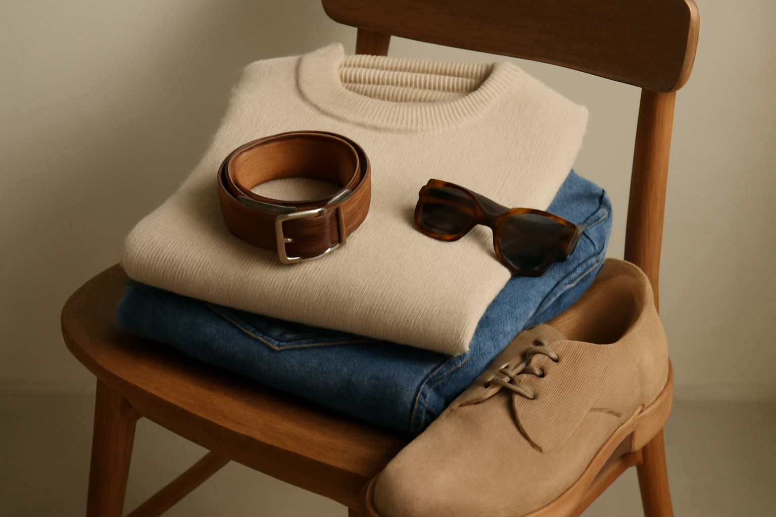 tendancemagasin-simplifier-routine-matins-presses tenues pliees pretes sur chaise avec accessoires assortis