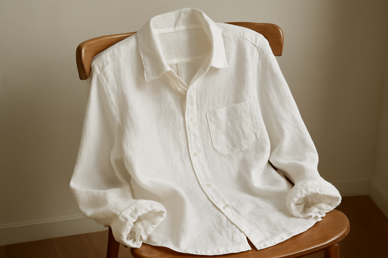 tendancemagasin-tissu-chemise-ete chemise légère posée sur chaise en bois