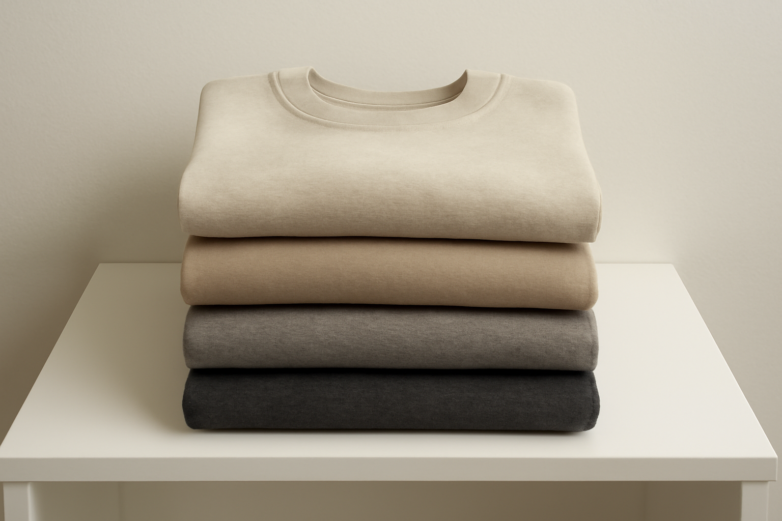 tendancemagasin-aime-leon-dore-sweats sweats pliés sur une étagère minimaliste